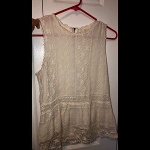 Cream Lace Peplum Top